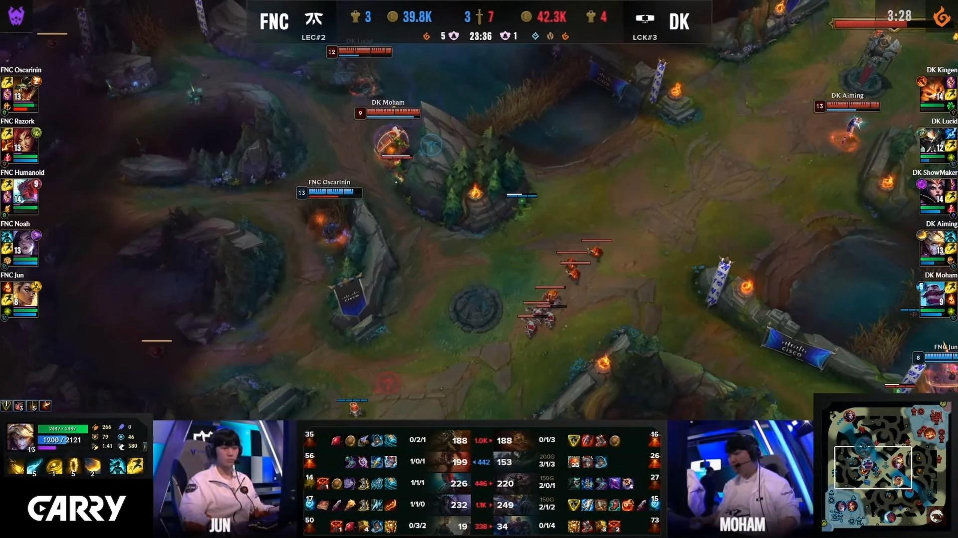 黑白直播-FNC力克DK，Bin开启传奇时刻淘汰赛2:1（伦敦）